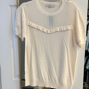 NWT LOFT Ivory Textured Women's short sleeve sweater
